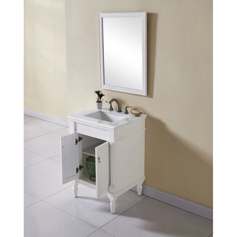Ensemble de meuble-lavabo simple 24 po Lexington, Blanc antique, Blanc ivoire