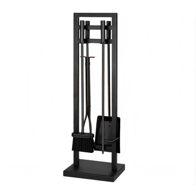 5-Piece Fireplace Tool Set, 30" One-Piece Stand,Black