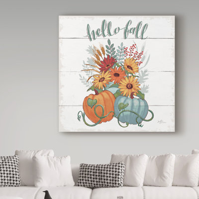 " Fall Fun II - Gray And Blue Pumpkin " by Janelle Penner