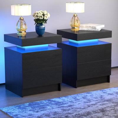 Bedside Nightstand With Drawers Set Of 2