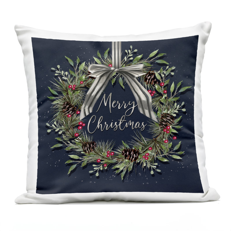 Coussin d'extérieur à motif de couronne suspendue avec nœud par Elizabeth Tyndall