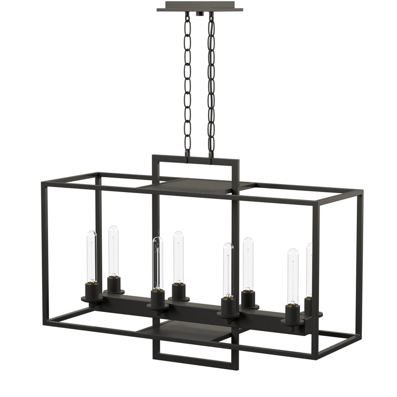 Luminaire suspendu rectangulaire à 8 lumières pour îlot de cuisine Mcnemar