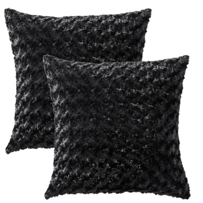Ensemble de 2 coussins décoratifs en fausse fourrure de lapin (insert inclus)