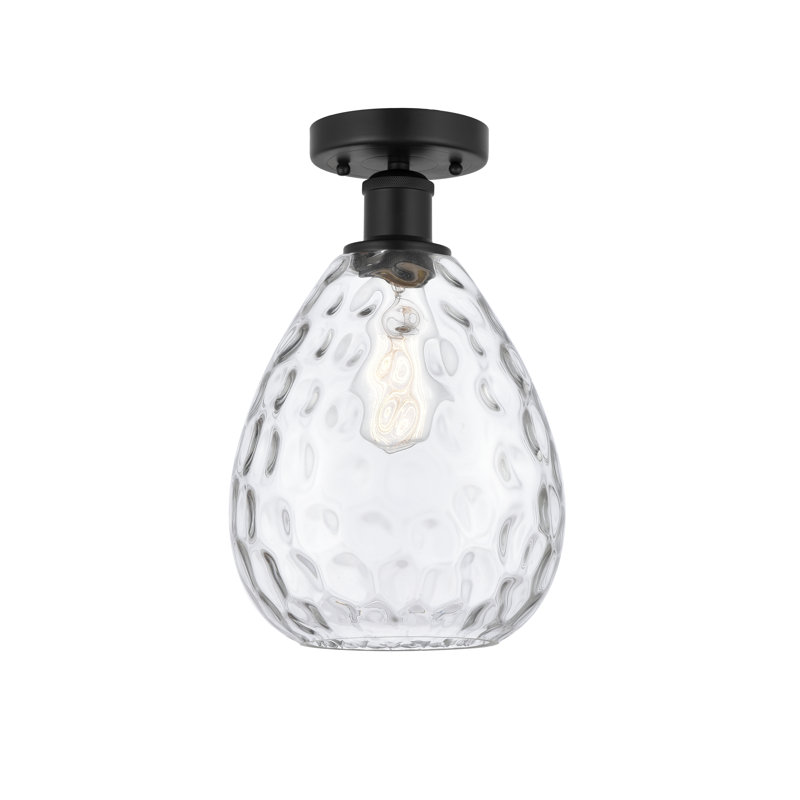 Oceanne Glass Semi Flush Mount, Matte Black