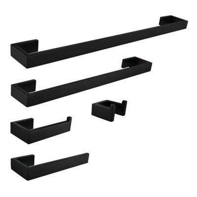 Kingston Brass BAHK6412478MB Lasdun 5-Piece Bathroom Accessory Set, Matte Black