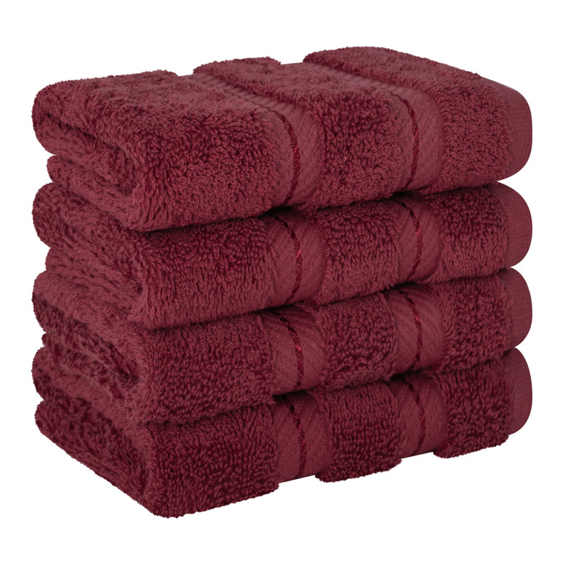 Darcelle 100% Cotton 4-Piece Turkish Washcloth Set, Burgundy Red