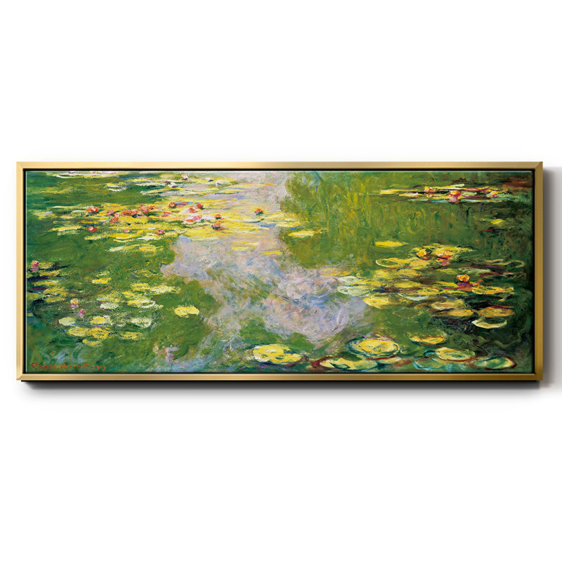 Nénuphars - reproduction sur toile avec cadre flottant, Or