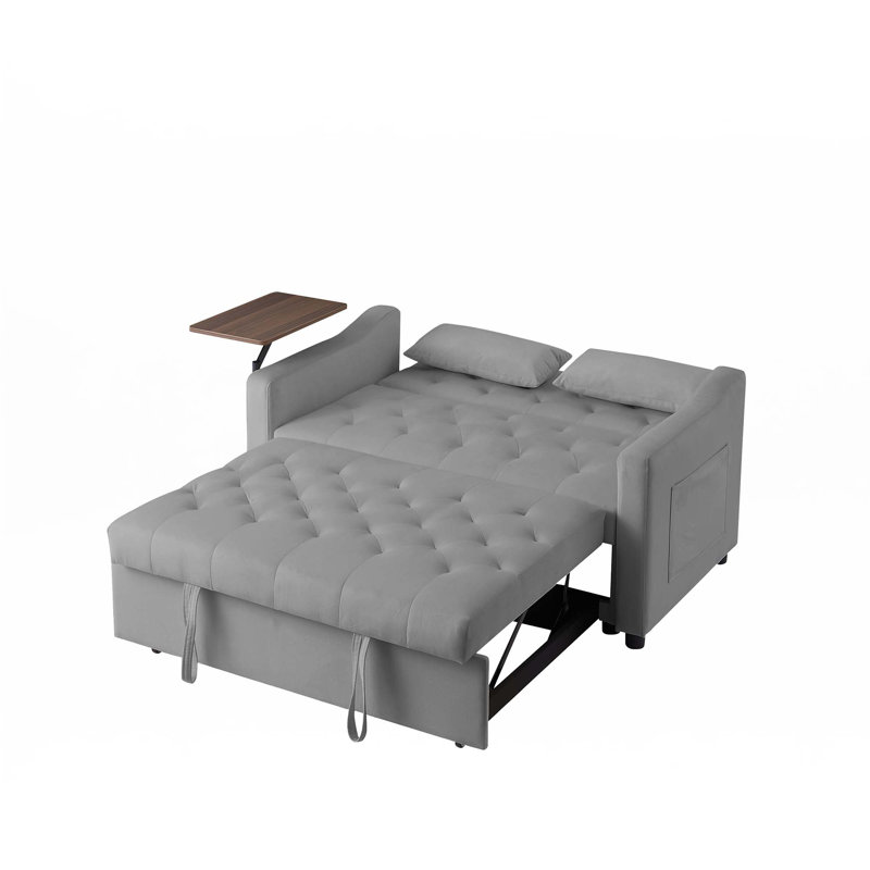 Velvet Sofa  Bed, Gray