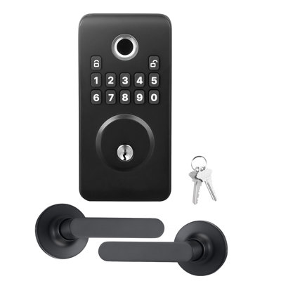 Fingerprint Door Lock Set, Electronic Biometric Deadbolt Keyless Entry Door Lock with Handle, Pioneering Easy-Grip Design, Auto Locking, One-Time Code, Anti-Peeking Password, Silver, Designed for Home