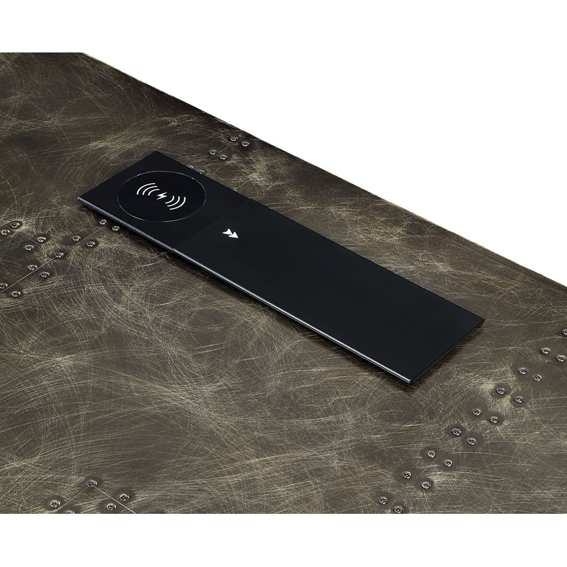 Kajana 2-Drawers Executive Desk with USB in Bronze Aluminum