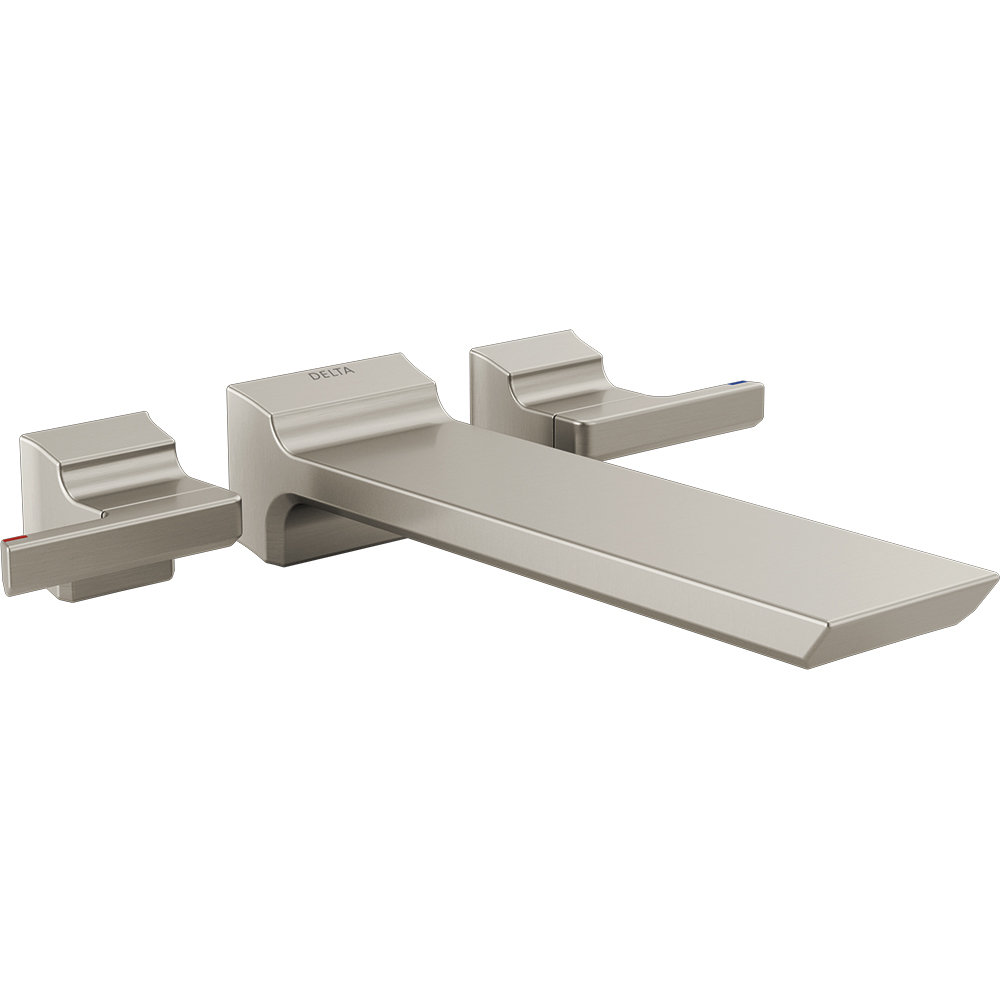 Pivotal Double Handle Wall Mounted Roman Tub Faucet, Lumicoat Stainless