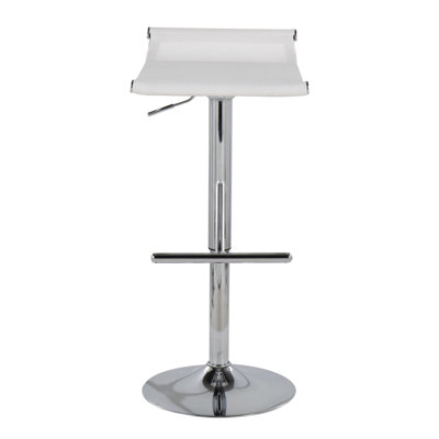 Mirage Ale Contemporary Adjustable Bar Stool In Chrome And White Mesh By Lumisource