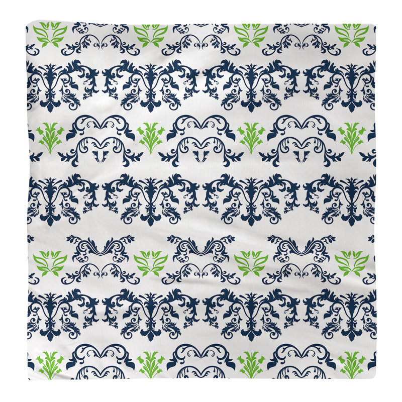 Damask Square Napkin, College Navy/White/Action Green, Cotton, 10" W x 10" L