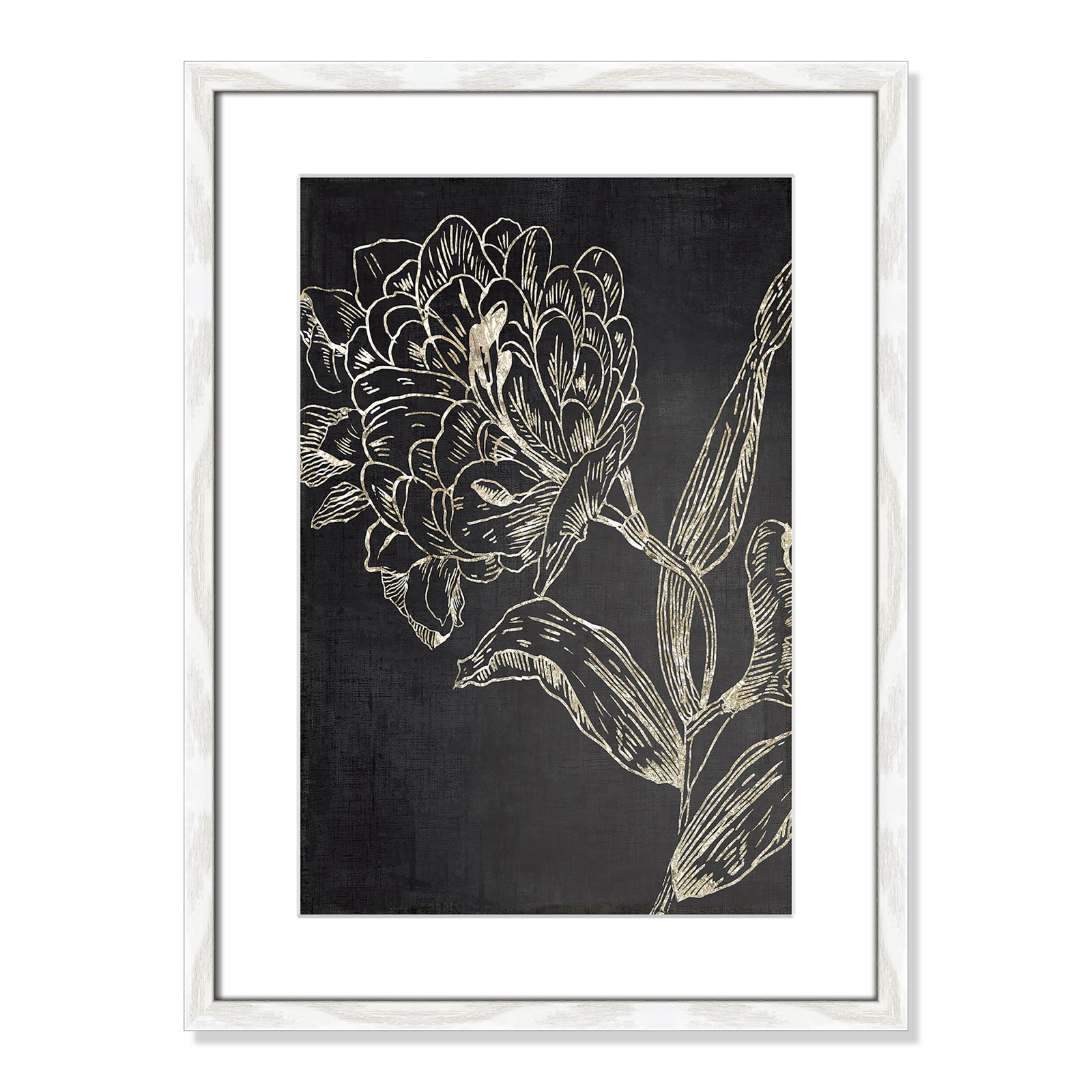 Clarendon "Golden Flower Folklore II" Print, 23" H x 17" W, White Wood Grain