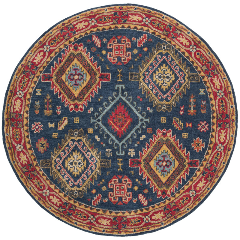 Donnal Hand Tufted Wool Oriental Rug, Round 6'