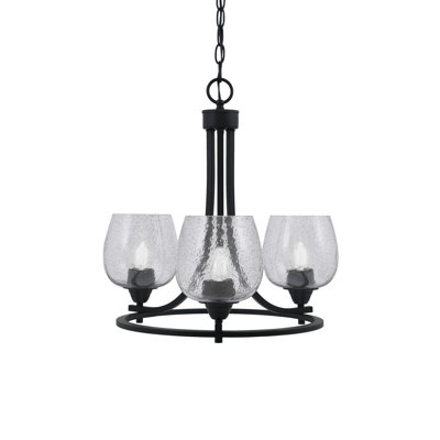 Lustre 3 lumières Paramount illustré en finition noir mat avec verre fumé de 6 po