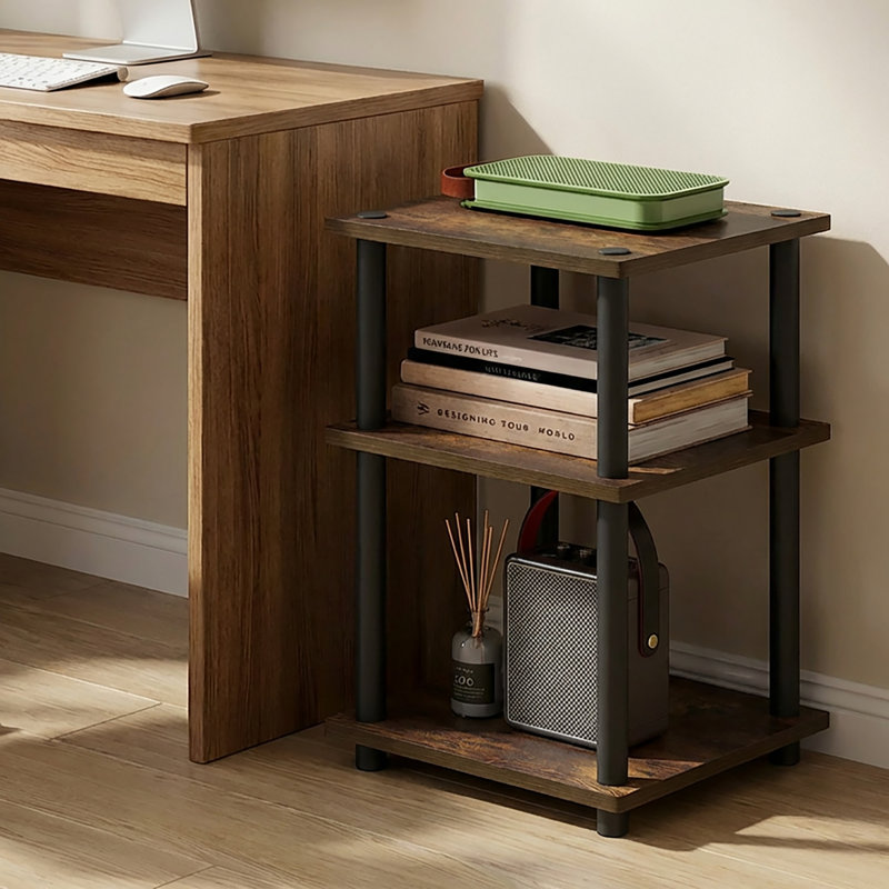 Taten 37.08cm W Manufactured Wood Shelving Unit, Amber Pine/Black