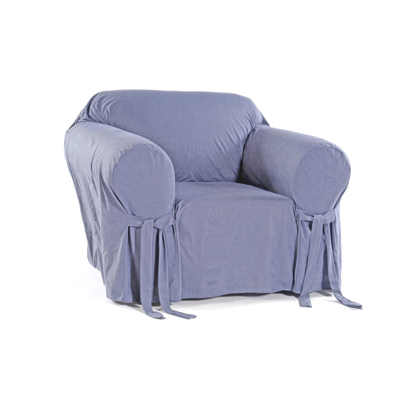 Housse pour fauteuil à coussins carrés/rectangulaires, Bleu, Velours