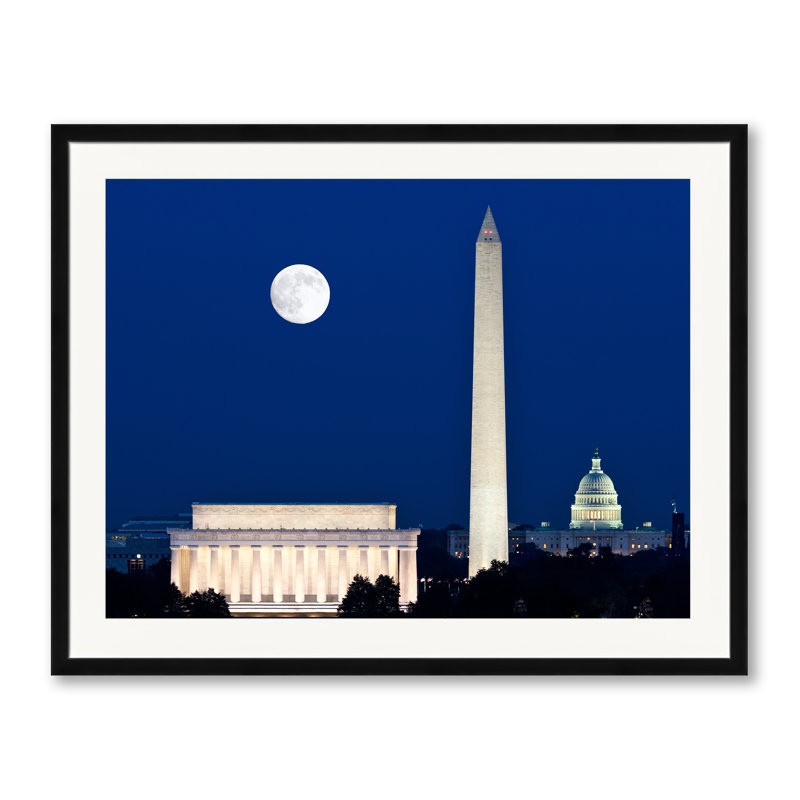Moonrise Over DC Print by Steven Heap, Black Framed Paper, 24" H x 30" W