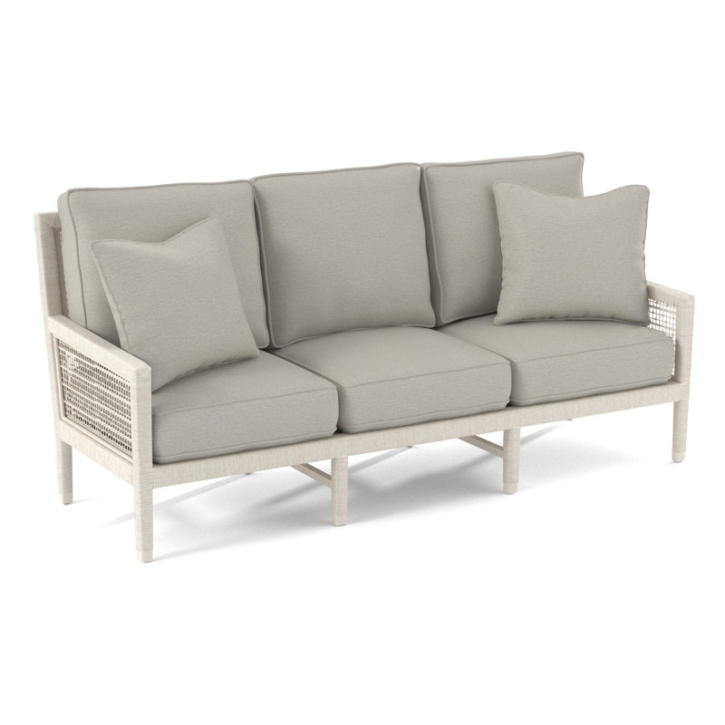 Pine Isle 76" Square Arm Sofa with Reversible Cushions, White Performance Fabric; 0851-94, Antique Frost White