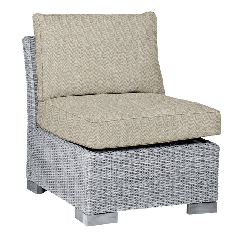 Club Patio Lounge Chair with Cushions, Oyster, Welt, Herringbone Sand