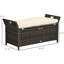 Rangement pour patio Pe avec couvercle, coussin de banc de 27 gallons, blanc crème, poignées d'extérieur, banc de jardin, coffre de terrasse robuste