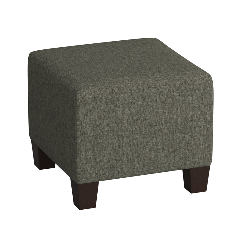 Connie Upholstered Ottoman, Zuma Charcoal Textured Linen