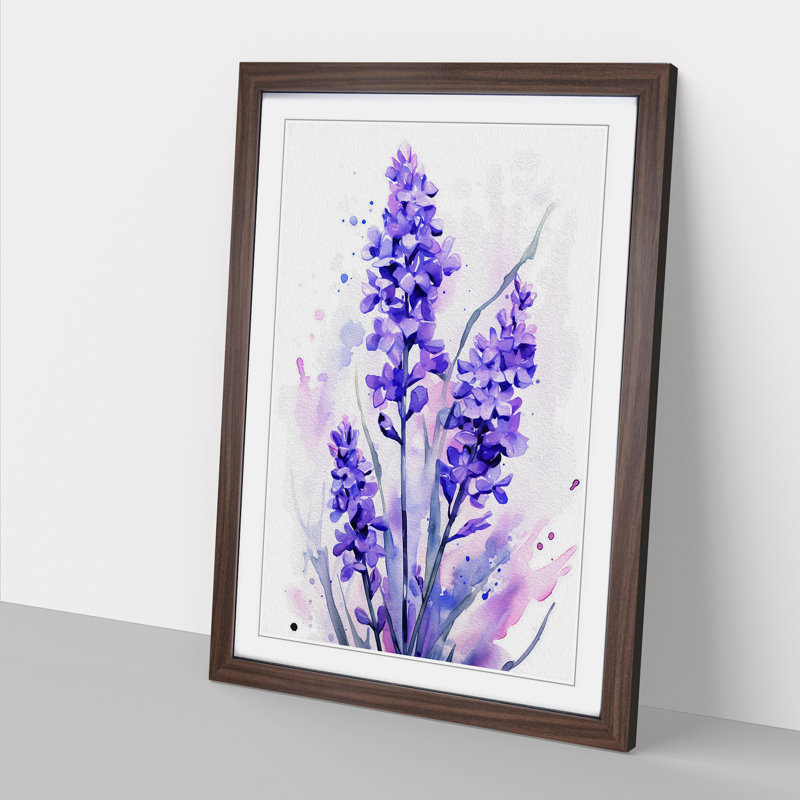 Lavender Flower Gestural Art - Framed Print, Walnut Framed, 34cm H x 25cm W x 2cm D