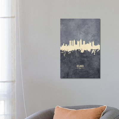 Atlanta Georgia Skyline Grey by Michael Tompsett - Wrapped Canvas Print