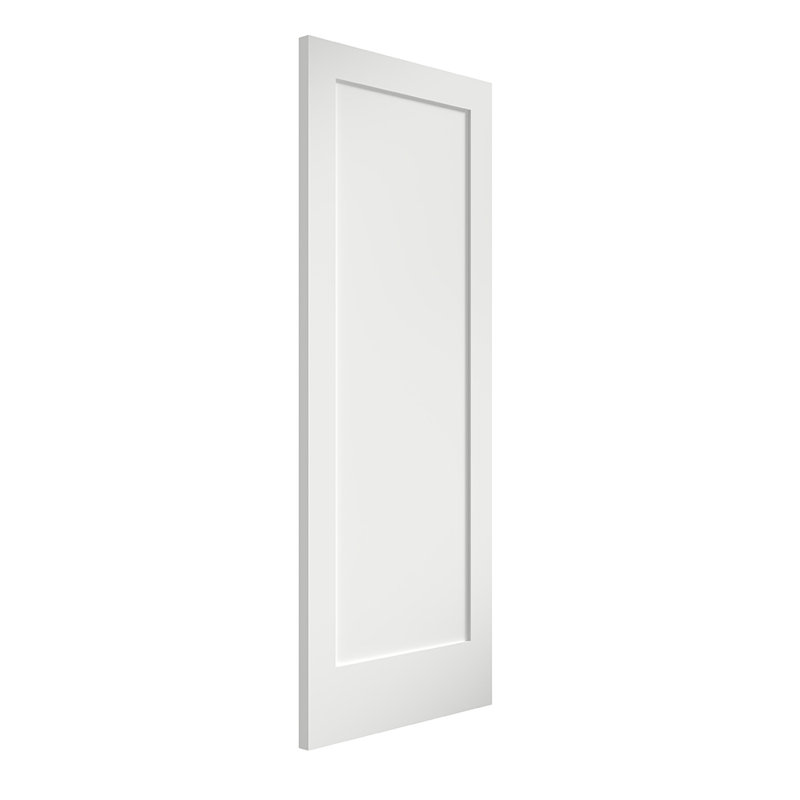 White Primed Solid Pine Wood 80" x 36" 1-Panel Slab Door