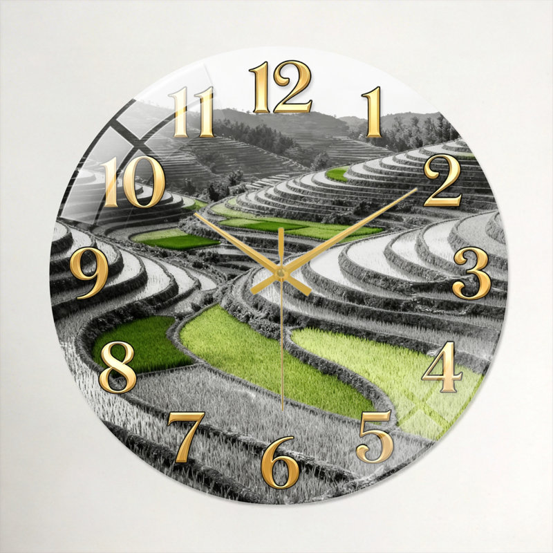 Horloge murale en verre, 60 x 60 cm (23,6 x 23,6 pouces)