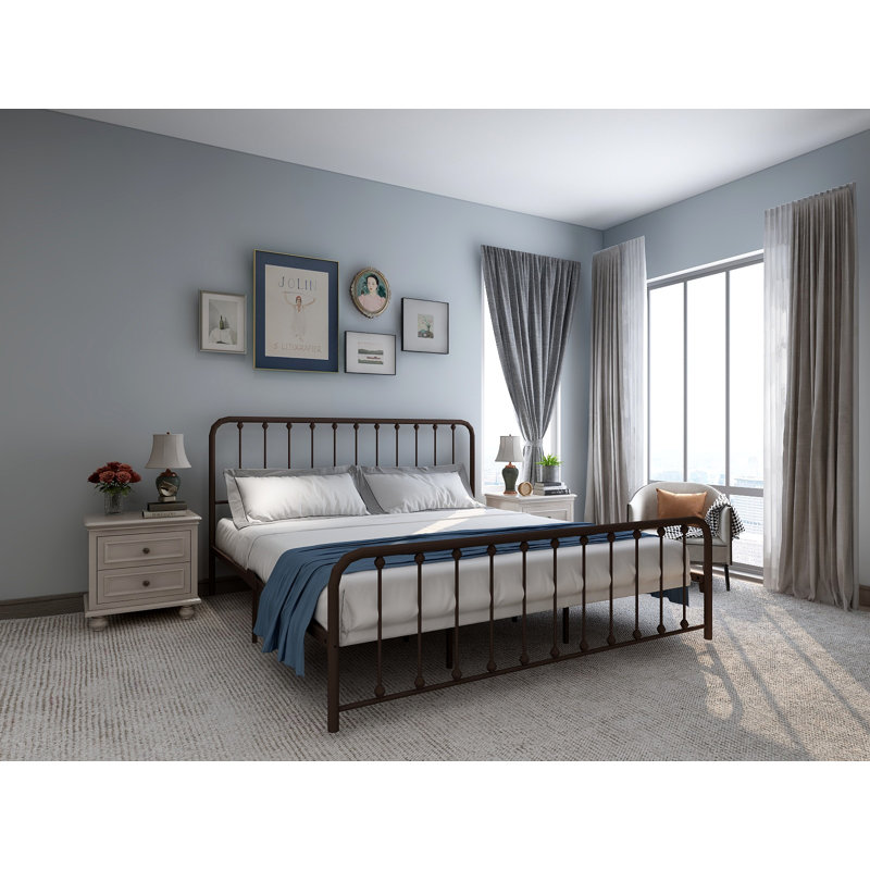 Keyesport Metal Platform Bed, Full/Double, White
