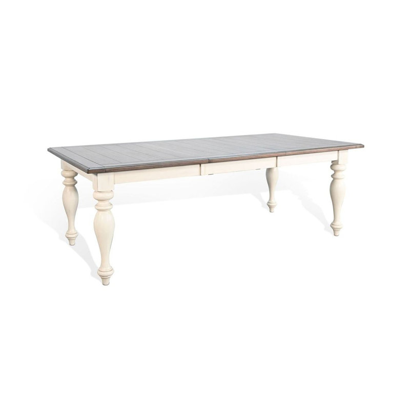 Table de salle à manger Dean, 60 à 84 pouces, pieds tournés à plateau extensible, bois de mindi blanc