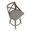 Tabouret de comptoir à hauteur fixe en bois gris clair et tissu gris - ensemble de 2