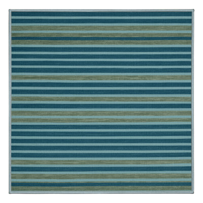 Machine Washable Horizontal Stripes Blue Area Rug