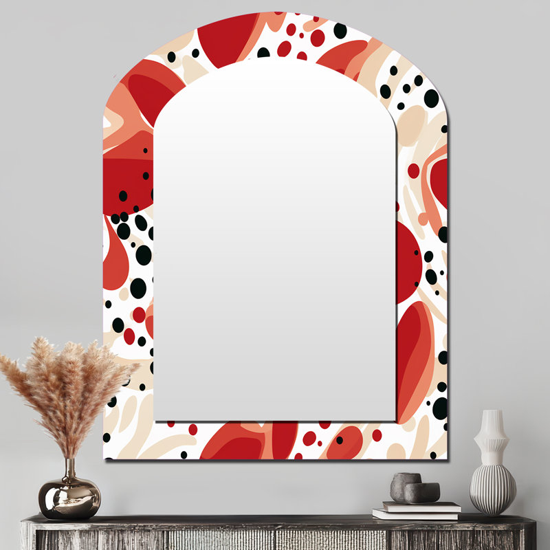 Motif à pois rouge et blanc, 43 po x 33 po
