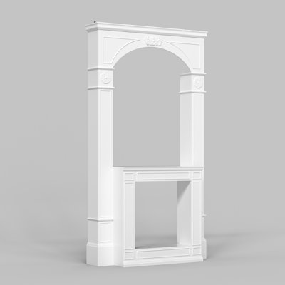 Madeleine 48'' W X 86.4'' H Fireplace Mantel Surround With Relief Carved Detail, Tall Arched Decorative Mantel Cabinet