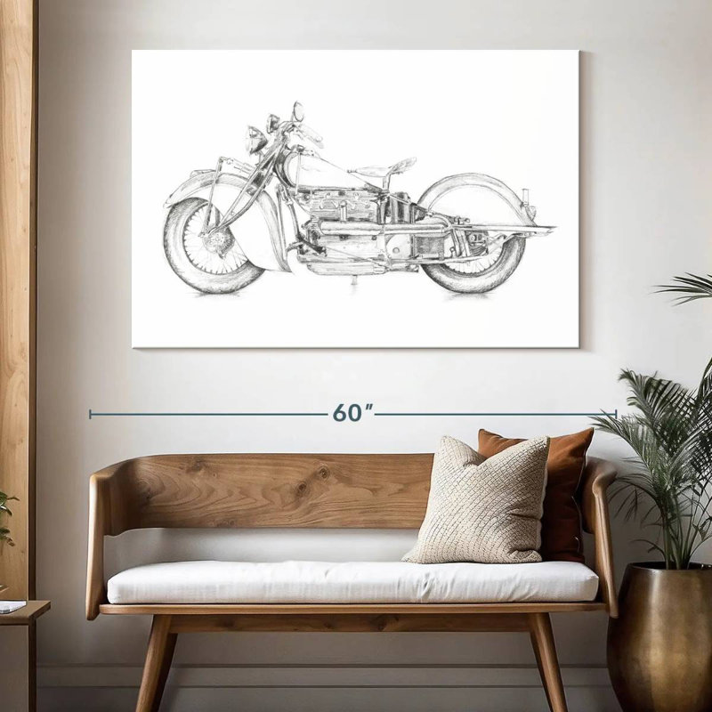 Croquis de moto Mehar II, H 34 po x l 51 po