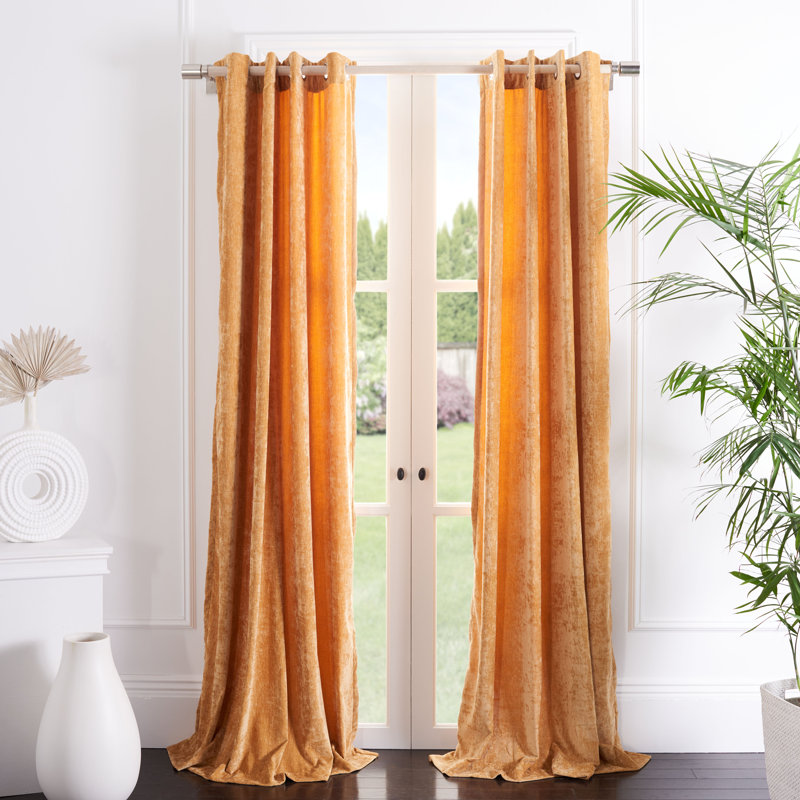 Jeremiah Room Darkening Curtain Single Panel, 52" W x 84" L, Mustard