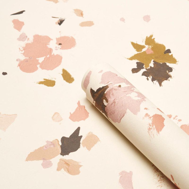 Papier peint avec toile de fond Schumacher X Fairfarren, Rose chaud