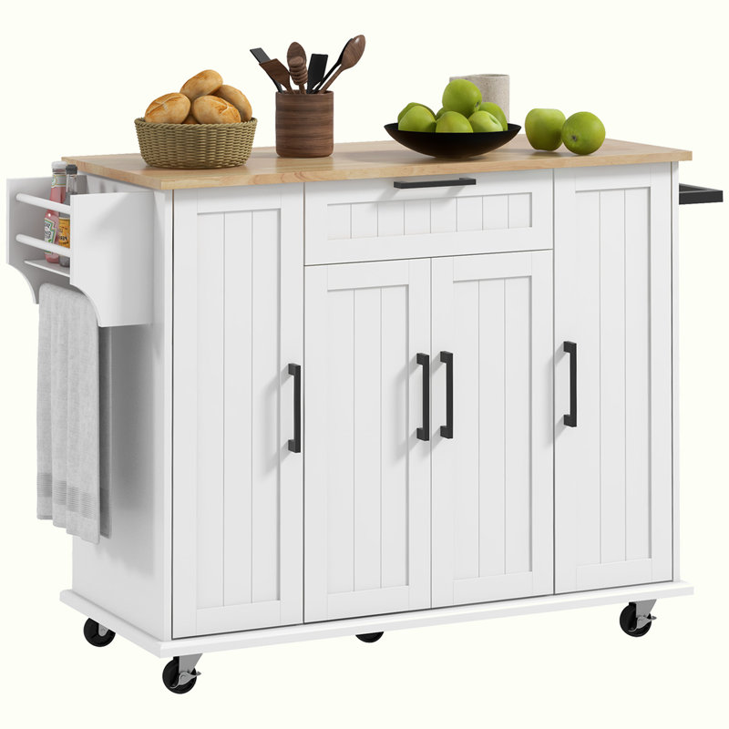 Rolling Kitchen Cart with Drawer, Spice Rack, Towel Rack