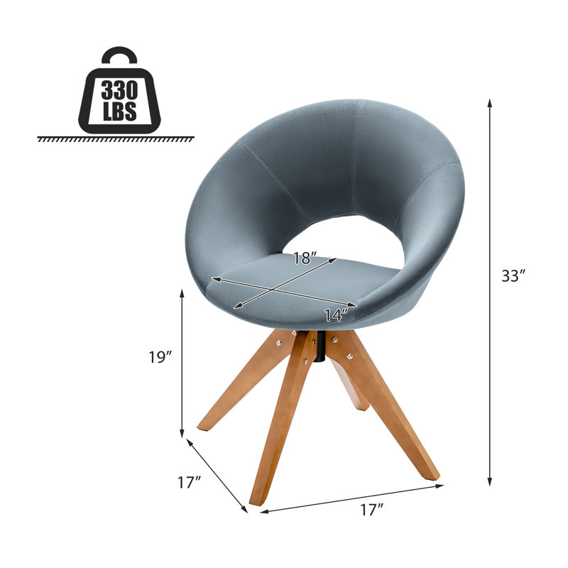 Friedhart Velvet Swivel Armchair, Gray Velvet