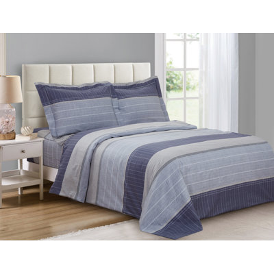 French Blue Stripe Pattern Cotton Sateen Duvet Cover