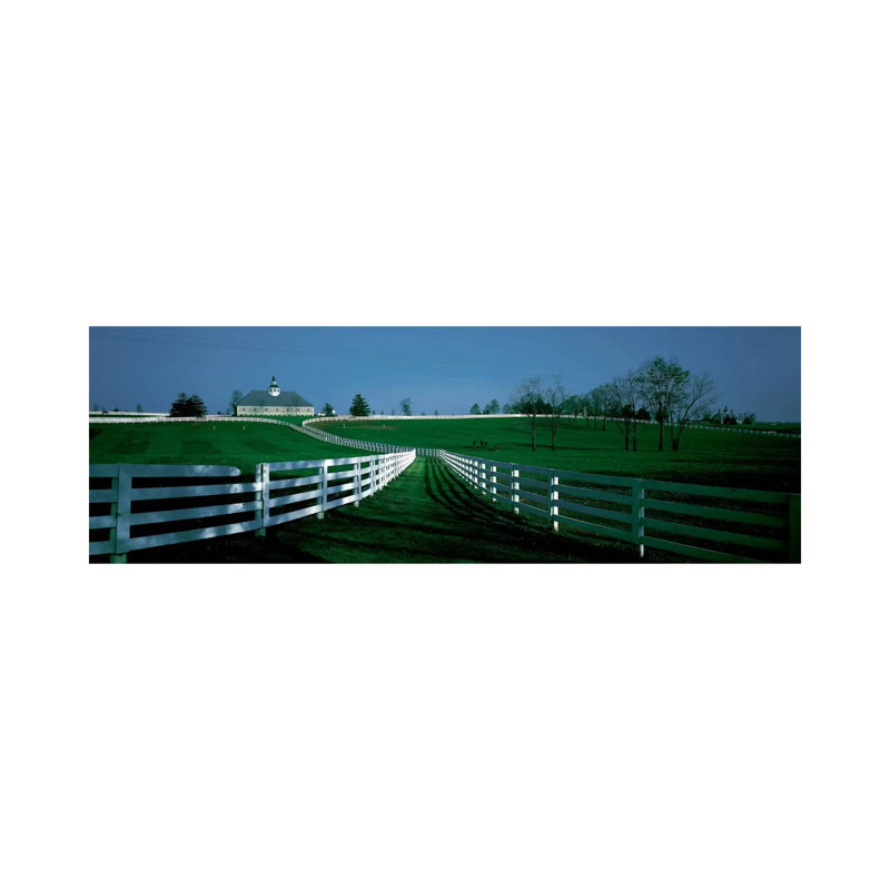 Outdoor Fields Of A Horse Farm, Lexington, Kentucky, USA - Wrapped Canvas Panoramic Print