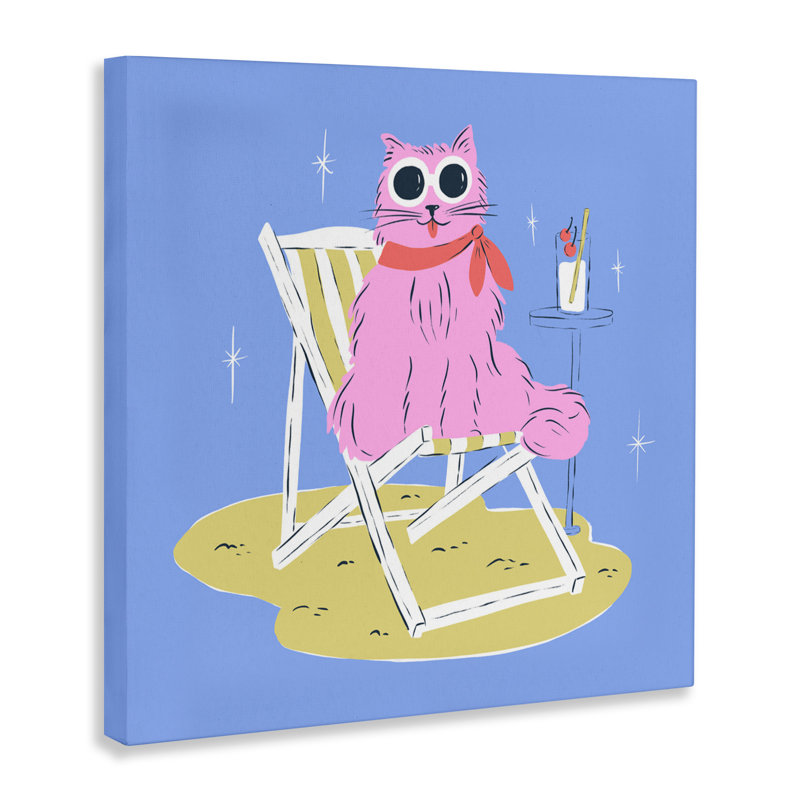 Chaise de plage d'été, toile de chat, design par Krissy Mast, H 24 po x l 24 po