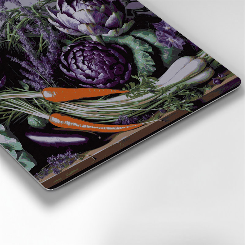 Légumes, fleurs violettes, art mural en métal mauve, H 8 po x l 8 po