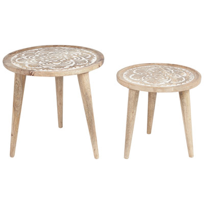 Bernnadette Solid Wood Tray Top Nesting Tables