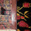 Tapis oriental noir / jaune / rose fait à la main 4 pi 11 po x 6 pi 11 po Oriental