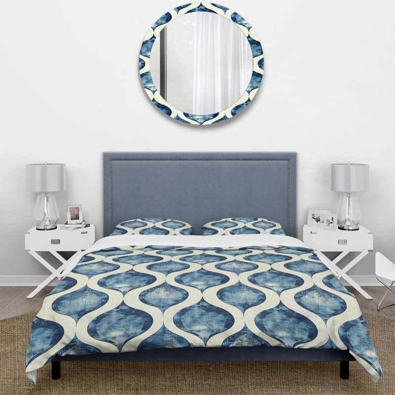 Ensemble de housse de couette Blue Ogee Patterns V - Midcentury, Housse de couette très grand + 2 taies décorativ
