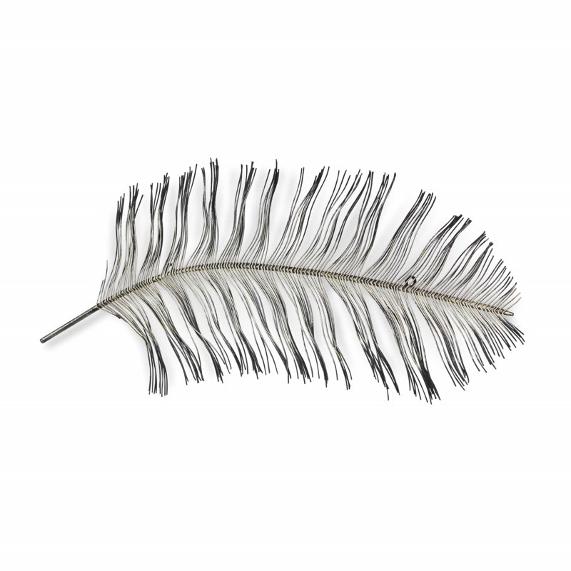 Décoration murale plume de paon en métal noir et argent